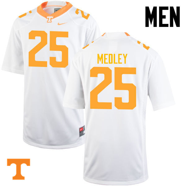 Men #25 Aaron Medley Tennessee Volunteers College Football Jerseys-White